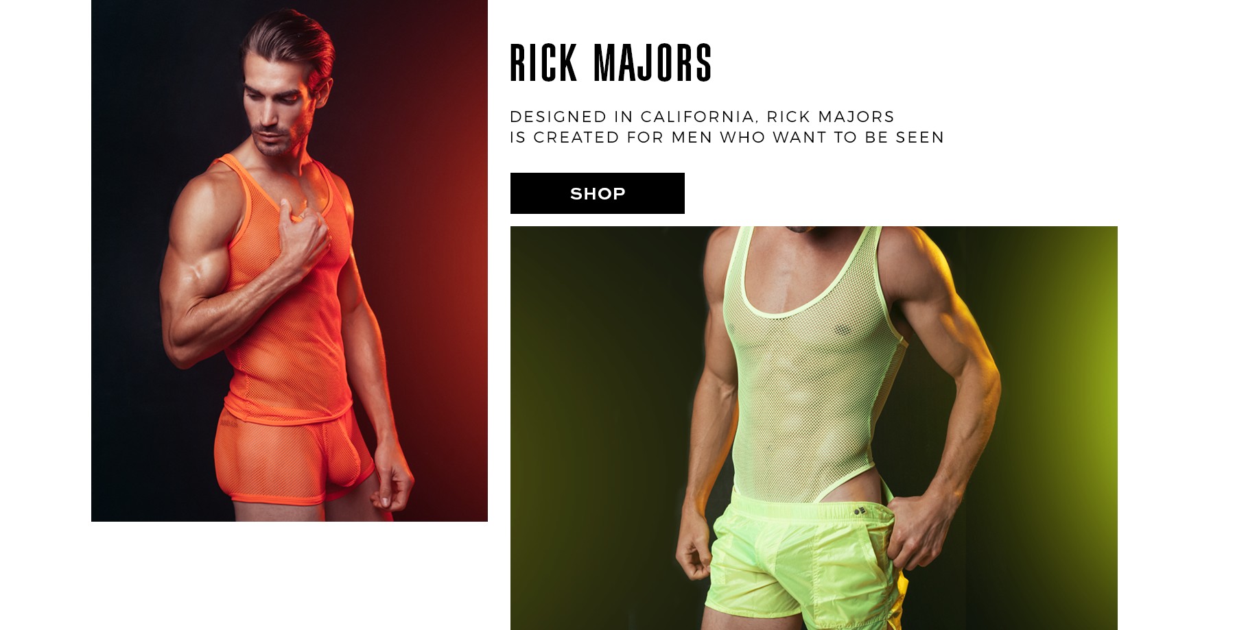 Male model wearing Rick Majors underwear