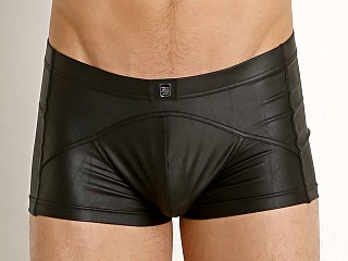 Model in black Gregg Homme Crave Faux Leather Trunk