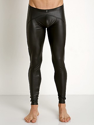 Model in black Gregg Homme Crave Faux Leather Leggings