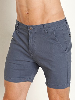 Model in steel blue Cell Block 13 Maverick Zipper Short