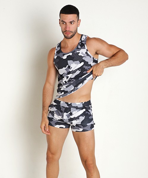 Timoteo Sport-Fit Camo Tank Top Black