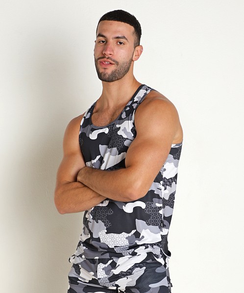 Timoteo Sport-Fit Camo Tank Top Black