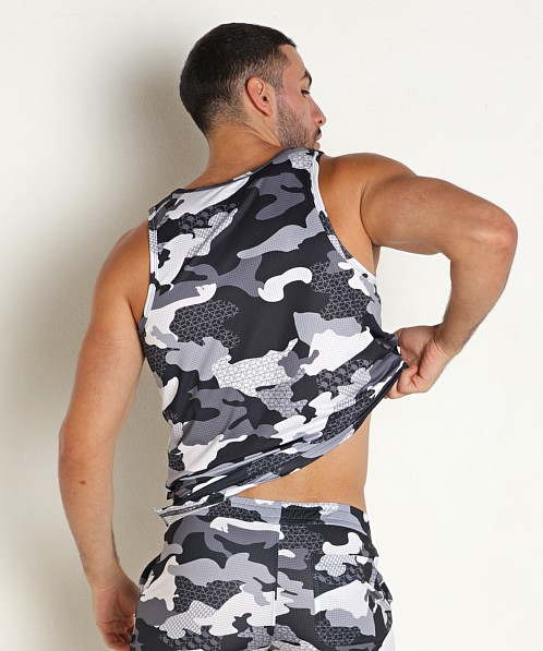 Timoteo Sport-Fit Camo Tank Top Black