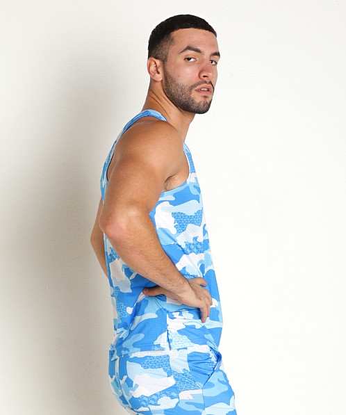 Timoteo Sport-Fit Camo Tank Top Blue