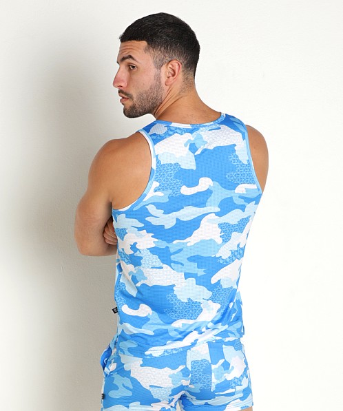 Timoteo Sport-Fit Camo Tank Top Blue