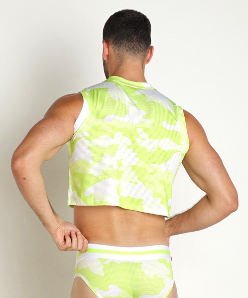 Timoteo Sport-Fit Camo Crop Top Green