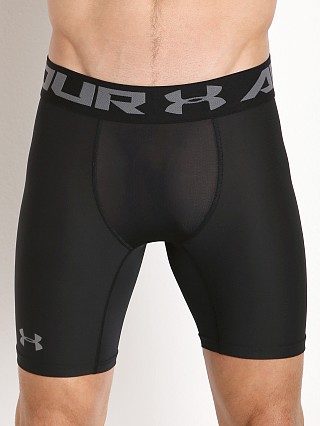 Model in black Under Armour 2.0 Mesh Front Compression Short