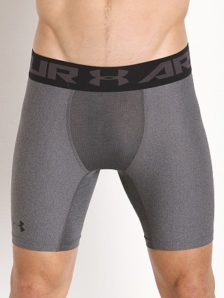 Model in carbon heather Under Armour 2.0 Mesh Front Compression Short Carbon