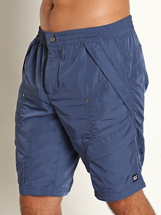 Model in denim blue Nasty Pig Axle Short