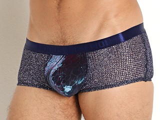 Model in blue Modus Vivendi Knight Combo Metallic Mesh Boxer