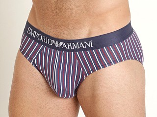 Model in vertical stripes Emporio Armani Classic Pattern Mix Brief