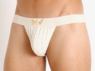 Model in ivory Modus Vivendi Knitted Tanga Sports Brief