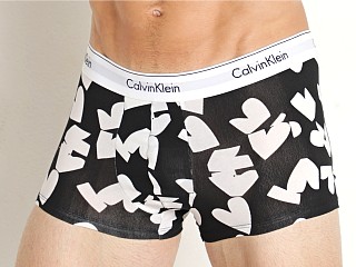 Model in folded hearts black Calvin Klein Modern Cotton Vday Love Notes Trunk Black