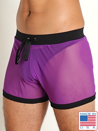 Model in purple/black Go Softwear Hard Core Frisky Mesh Short