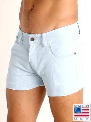 Model in baby blue LASC Corduroy 5-Pocket Short Shorts