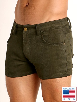 Model in army LASC Corduroy 5-Pocket Short Shorts