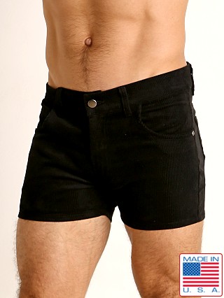 Model in black LASC Corduroy 5-Pocket Short Shorts