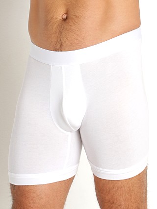 Model in white 2xist Pima Luxe Boxer Brief