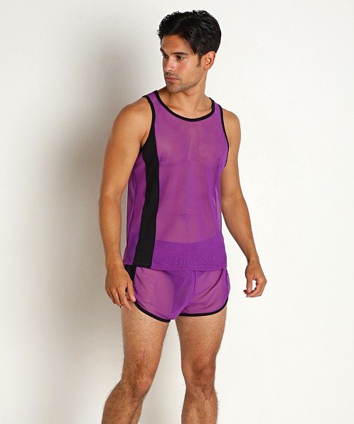 Go Softwear Hard Core Frisky Mesh Side Stripe Tank Top Purple