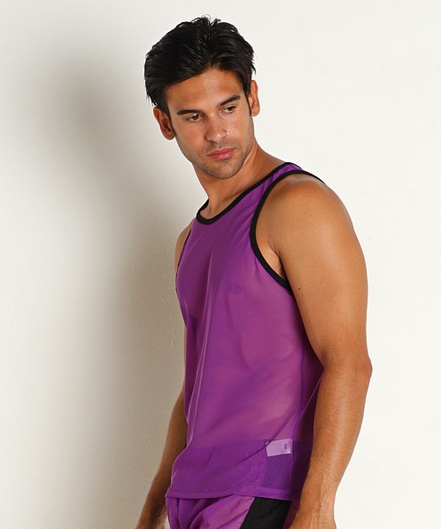 Go Softwear Hard Core Frisky Mesh Side Stripe Tank Top Purple