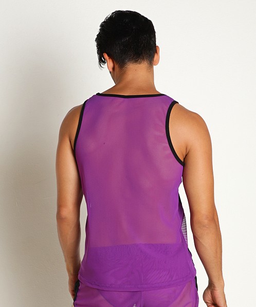 Go Softwear Hard Core Frisky Mesh Side Stripe Tank Top Purple