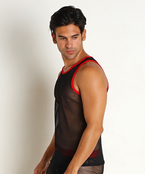 Go Softwear Hard Core Frisky Mesh Side Stripe Tank Top Black/Red