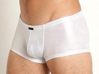 Model in white/silver Manstore Nightclub Sparkling Micro Trunk