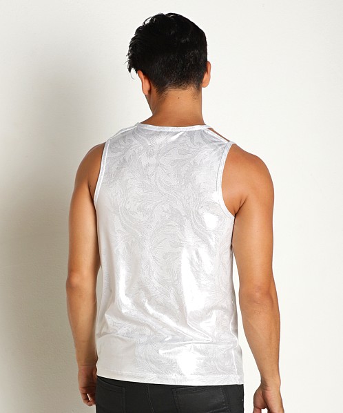 Manstore Nightclub Sparkling Delta Tank Top White/Silver