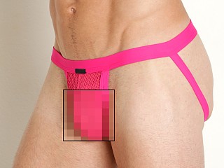 Model in hot pink Manstore Open Mesh Workout Jockstrap