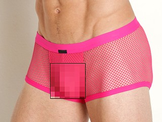 Model in hot pink Manstore Open Mesh Micro Trunk