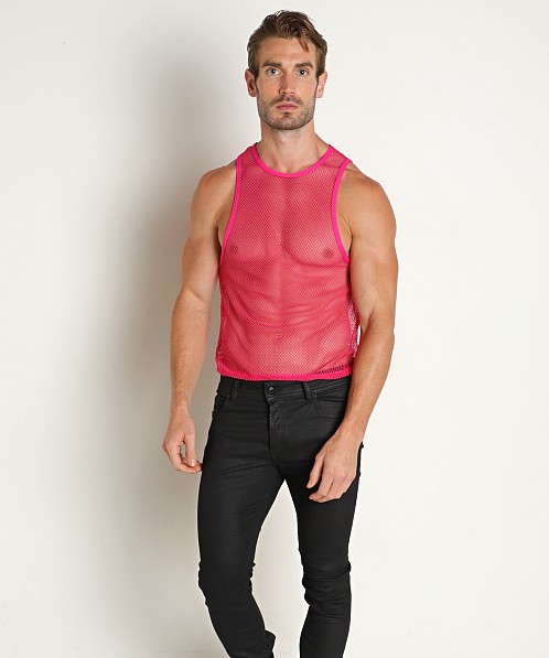 Manstore Open Mesh Tank Top Hot Pink