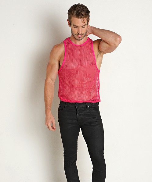 Manstore Open Mesh Tank Top Hot Pink