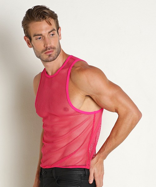 Manstore Open Mesh Tank Top Hot Pink