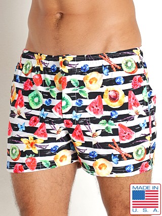 Model in fresh fruit LASC Malibu Swim Shorts