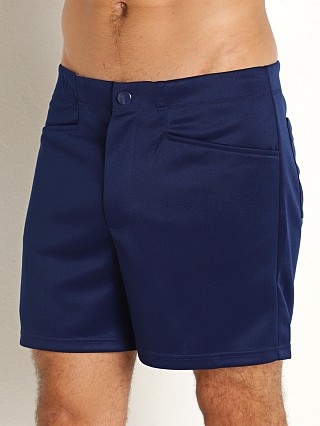 Model in navy Bike Athletic Coach's Shorts