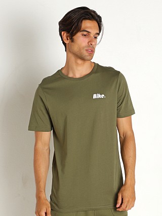 Model in olive Bike Athletic Logo T-Shirt