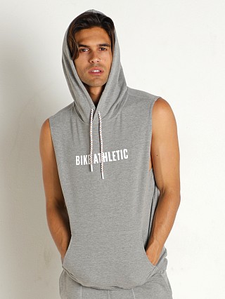 Model in grey Bike Athletic Sleeveless French Terry Hoodie