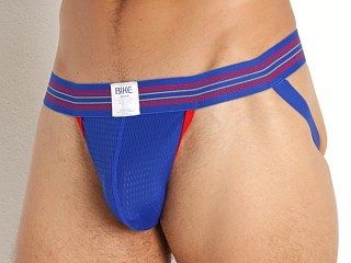 Model in royal Bike Athletic Mesh Swimmer Jockstrap