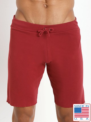 Model in cardinal Go Softwear 100% Cotton Cut-Off Short