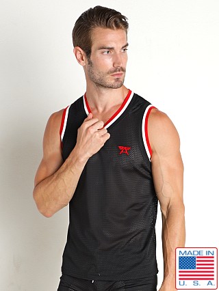 Model in black LASC True Mesh Tank Top