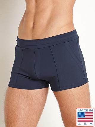 Model in navy LASC 2" Sport Shorts