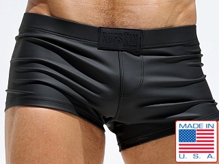 Model in black Rufskin Dukes Perfo-Rubber Square-Cut Short