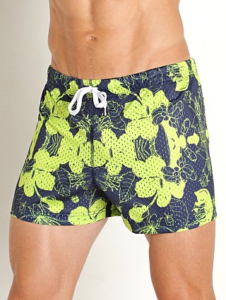 Model in royal hibiscus Jack Adams Freestyle Mesh Short