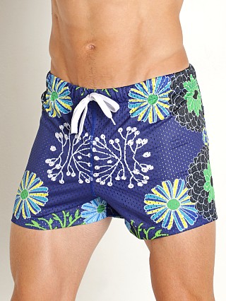 Model in japanese flower royal Jack Adams Freestyle Mesh Short