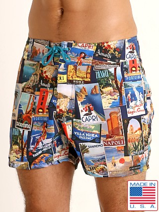 Model in boardwalk photo print Sauvage Short Surf Trunk