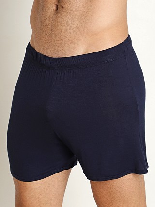 Model in navy Mckillop Push Whisper Shorts