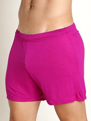 Model in mulberry Mckillop Push Whisper Shorts