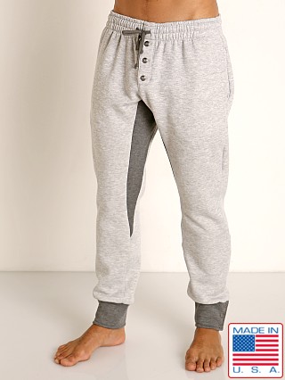 Model in grey/charcoal LASC Fleece Colorblock Drawstring Pant