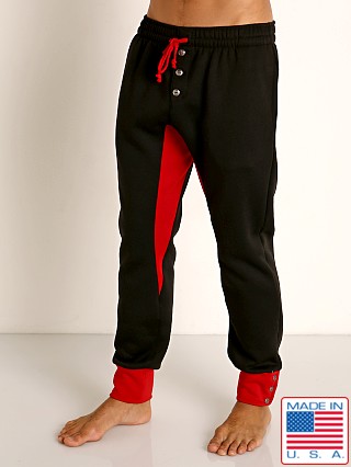 Model in black/red LASC Fleece Colorblock Drawstring Pant