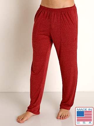 Model in burgundy LASC Slub Jersey Workout Pant